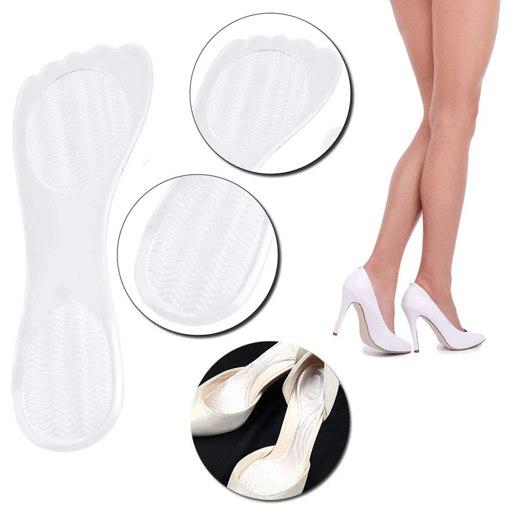 2 Pairs Silicone High Heel Everyday Insoles, Massage Foot Cushion, Soft Gel Shoe Insert Pads for Pain Relief, Length: 21cm, Transparent