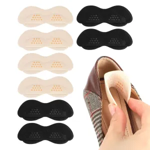 4 Pairs Heel Grips, Heel Cushion Pads Heel Protectors Heel Liner Self-Adhesive Foot Shoe Insoles Stickers Blister Protectors for Women Men Shoes Too Big(Black, Beige)