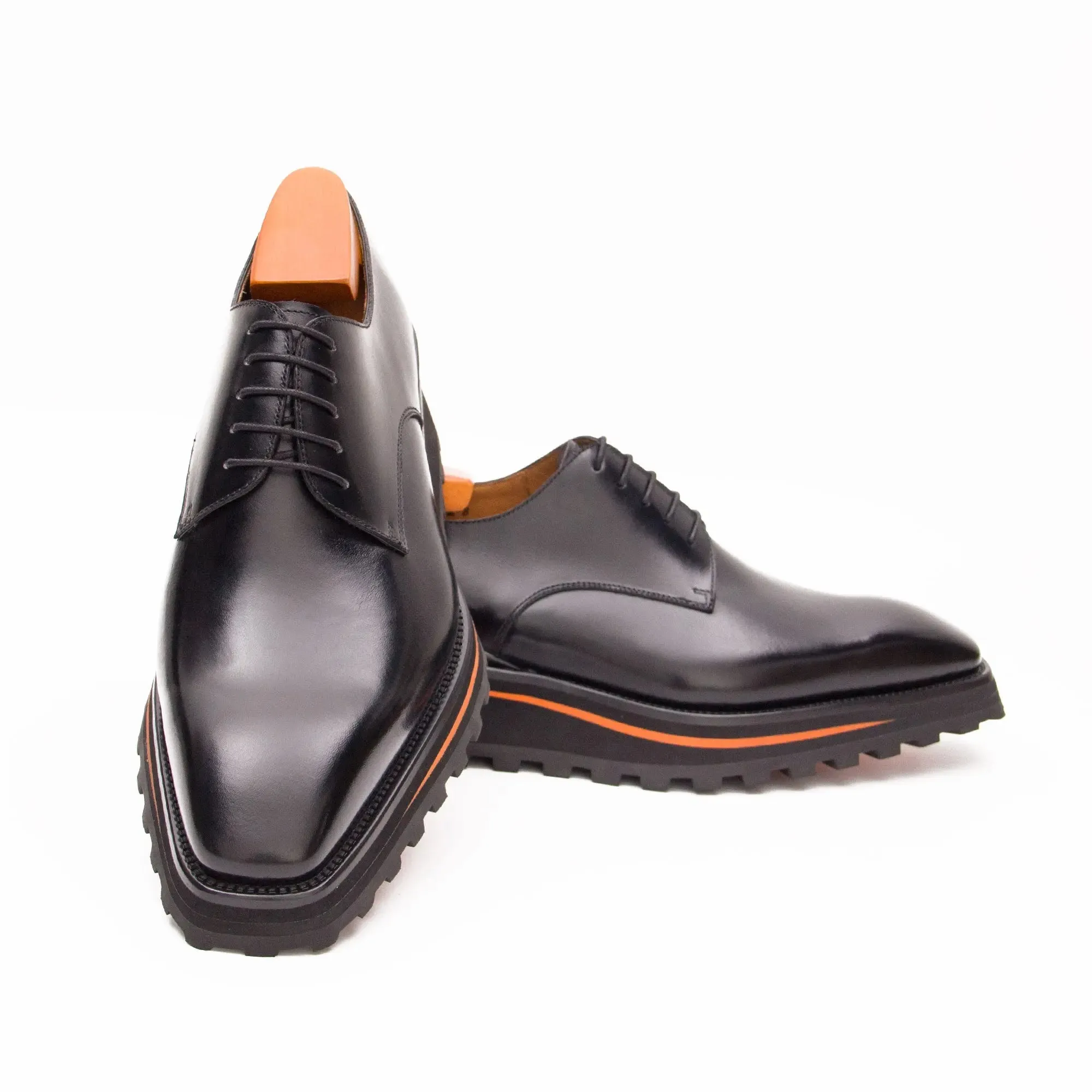 Calf leather business dress derby shoes Black
