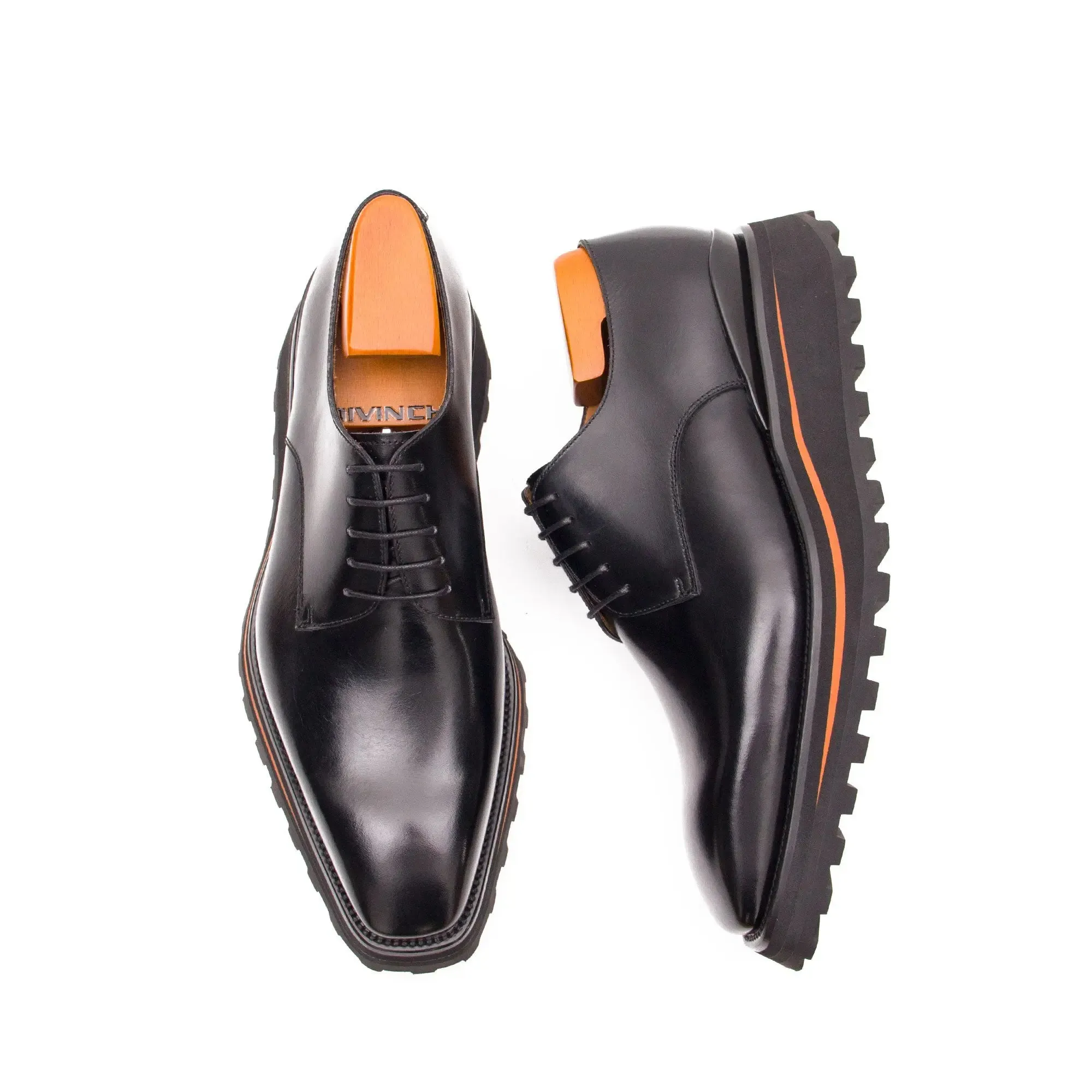 Calf leather business dress derby shoes Black