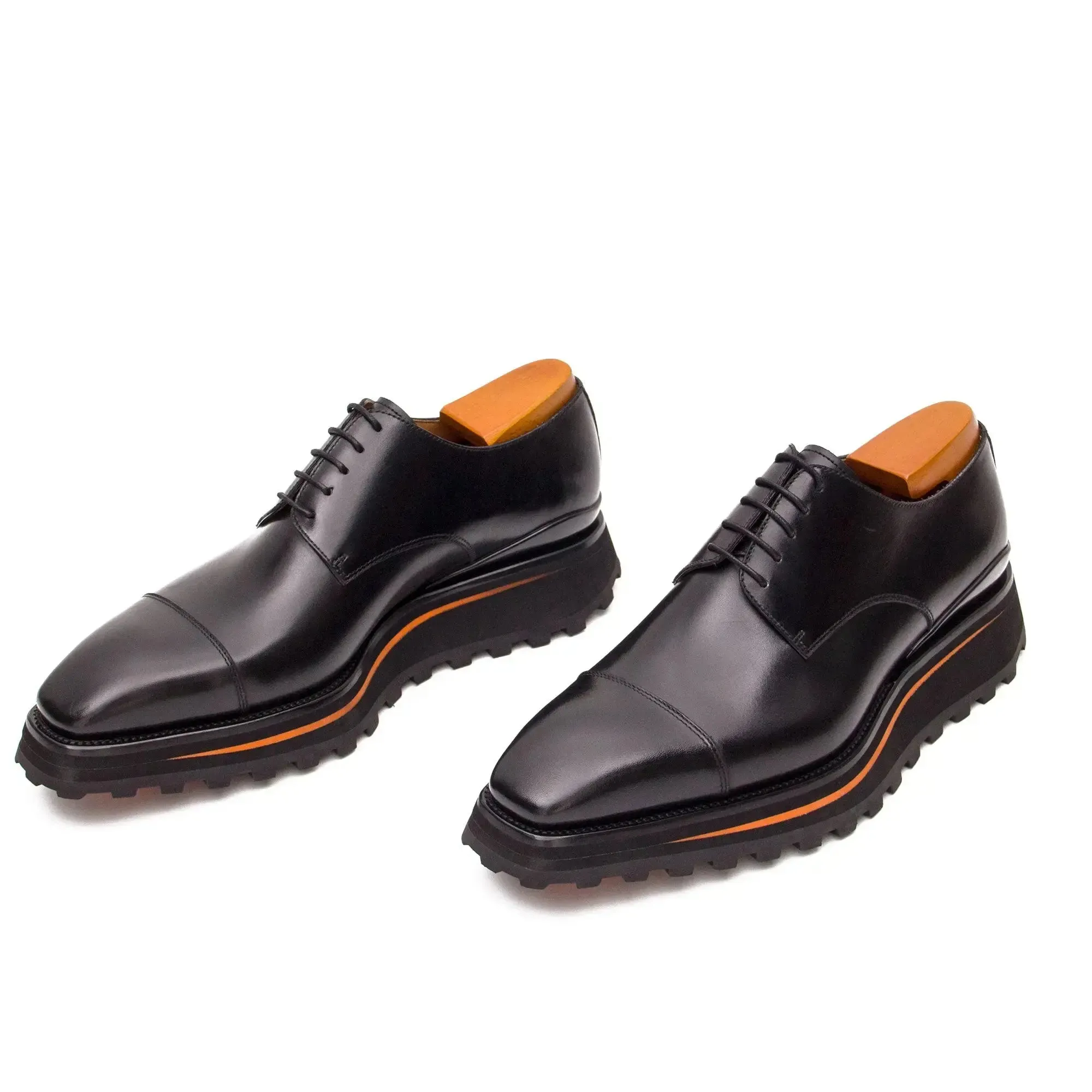 Calf leather business dress derby shoes Black