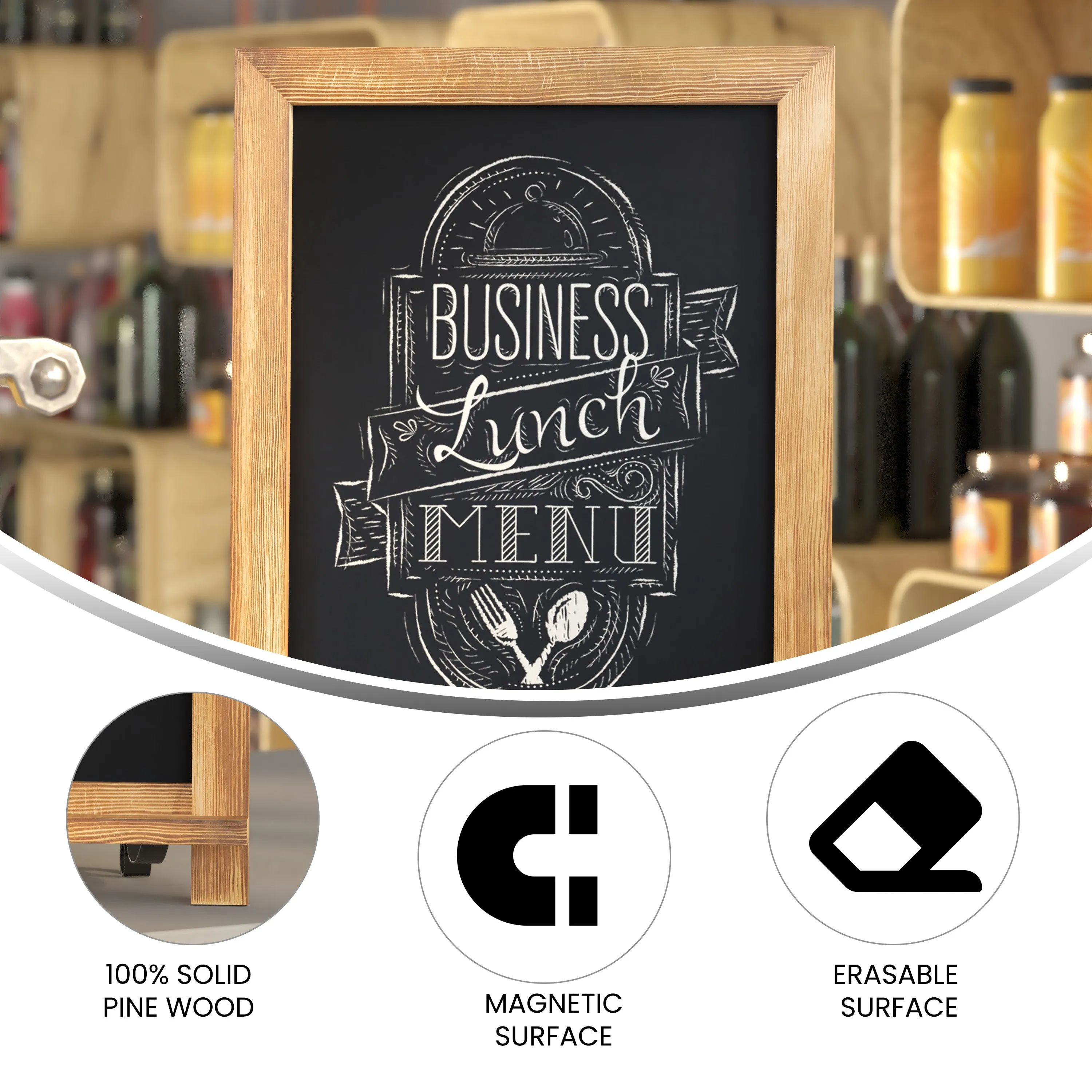 Canterbury 12" x 17" Torched Wood Tabletop Magnetic Chalkboards with Metal Scrolled Legs, Hanging Wall Chalkboards, Countertop Memo Boards, Set of 10