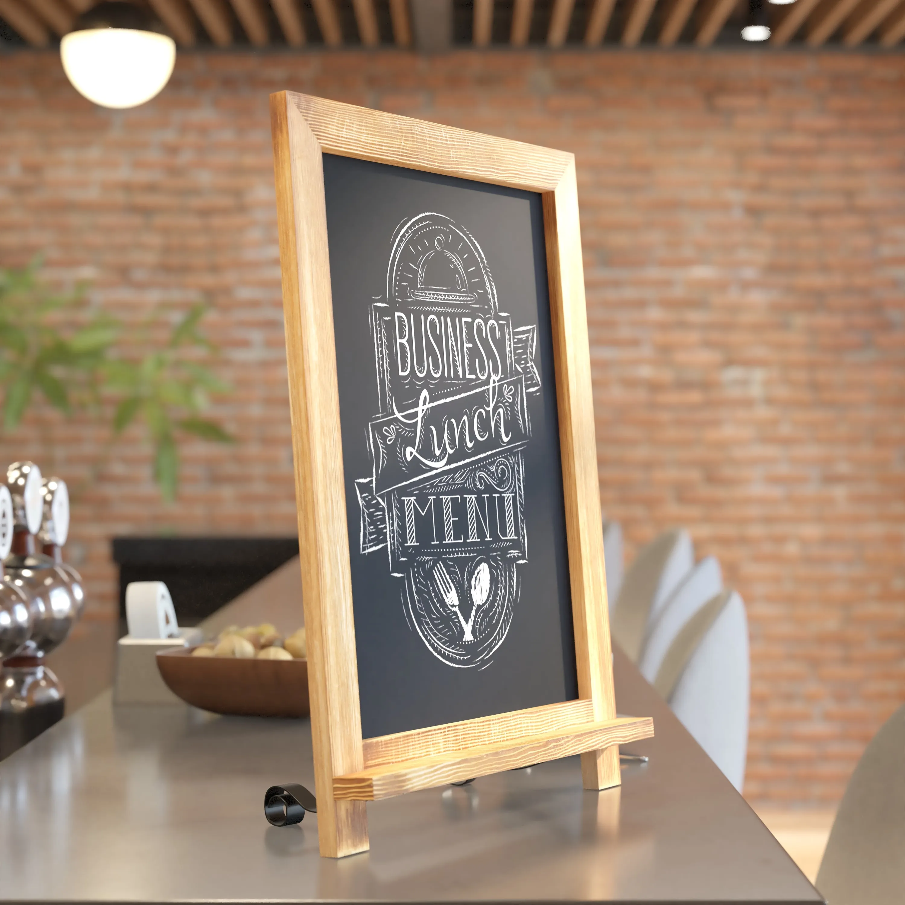 Canterbury 12" x 17" Torched Wood Tabletop Magnetic Chalkboards with Metal Scrolled Legs, Hanging Wall Chalkboards, Countertop Memo Boards, Set of 10