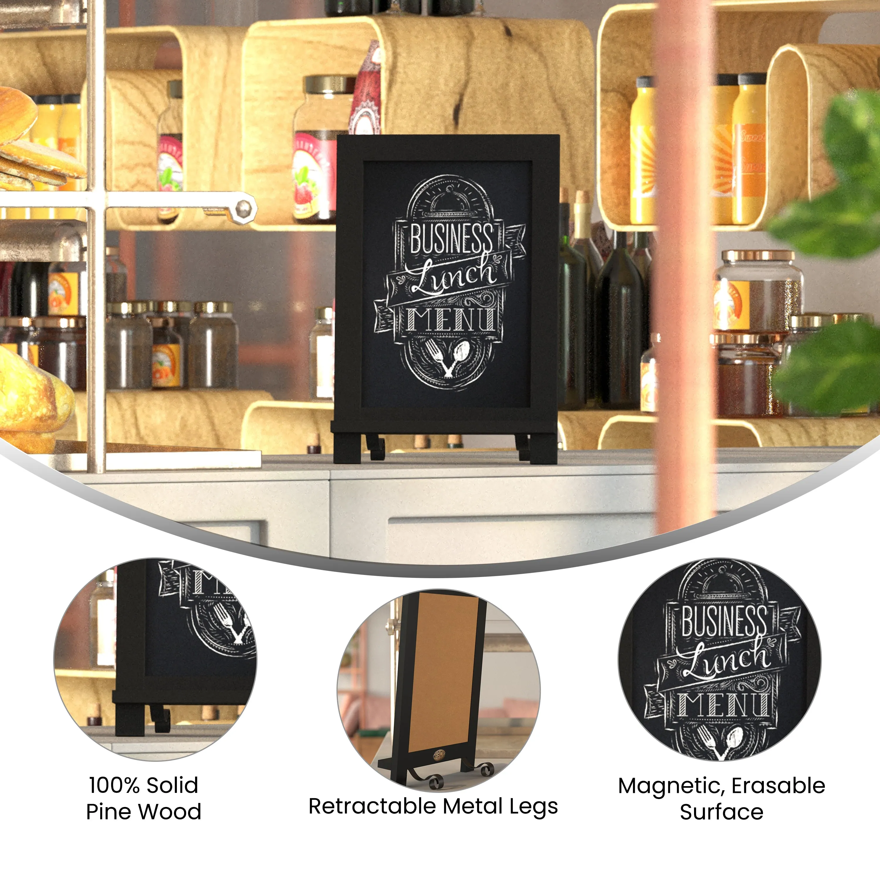 Canterbury 9.5" x 14" Black Tabletop Magnetic Chalkboards with Metal Scrolled Legs, Hanging Wall Chalkboards, Countertop Memo Boards, Set of 10