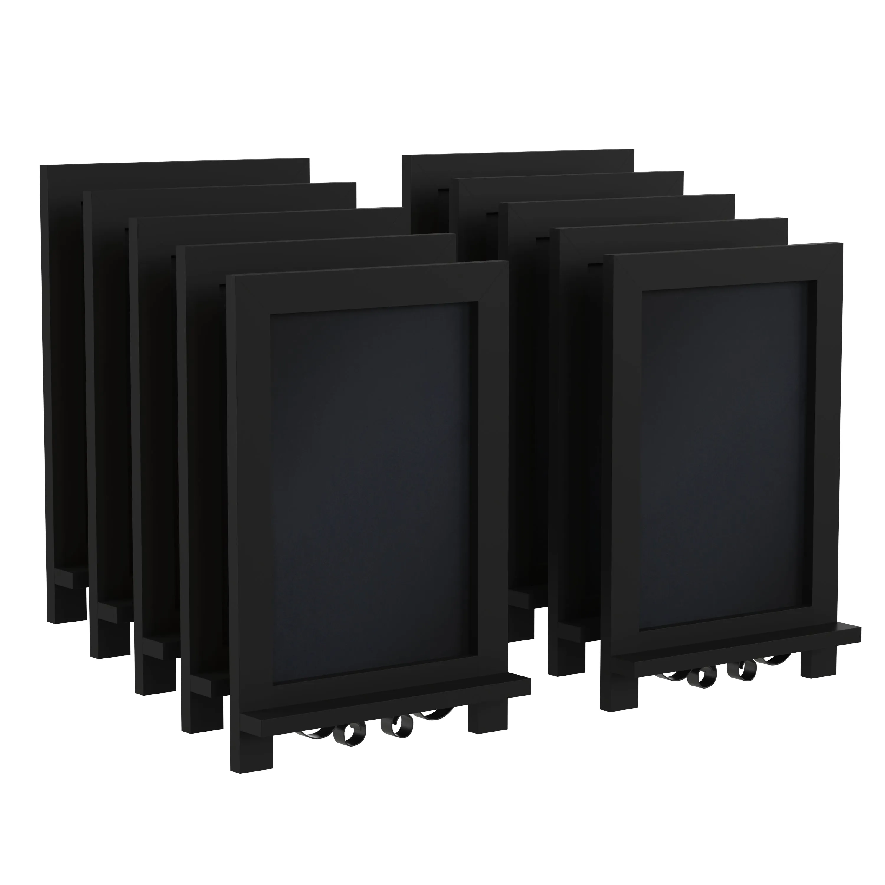 Canterbury 9.5" x 14" Black Tabletop Magnetic Chalkboards with Metal Scrolled Legs, Hanging Wall Chalkboards, Countertop Memo Boards, Set of 10