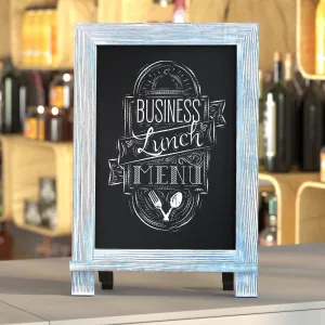 Canterbury 9.5" x 14" Rustic Blue Tabletop Magnetic Chalkboard Sign with Metal Scrolled Legs, Hanging Wall Chalkboard, Countertop Memo Board