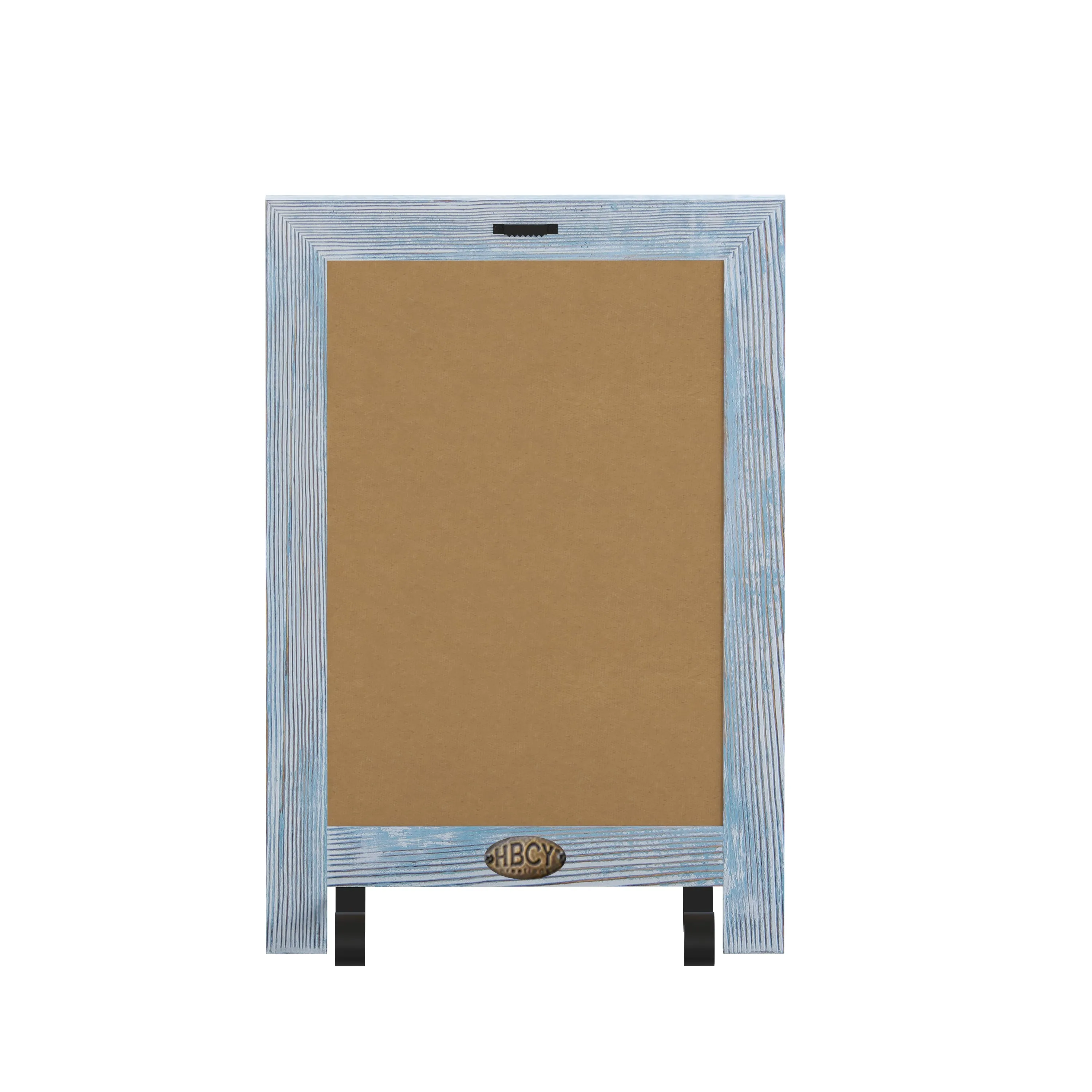Canterbury 9.5" x 14" Rustic Blue Tabletop Magnetic Chalkboard Sign with Metal Scrolled Legs, Hanging Wall Chalkboard, Countertop Memo Board