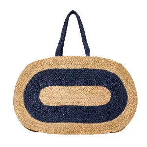 Capri Jute Beach Bag Navy