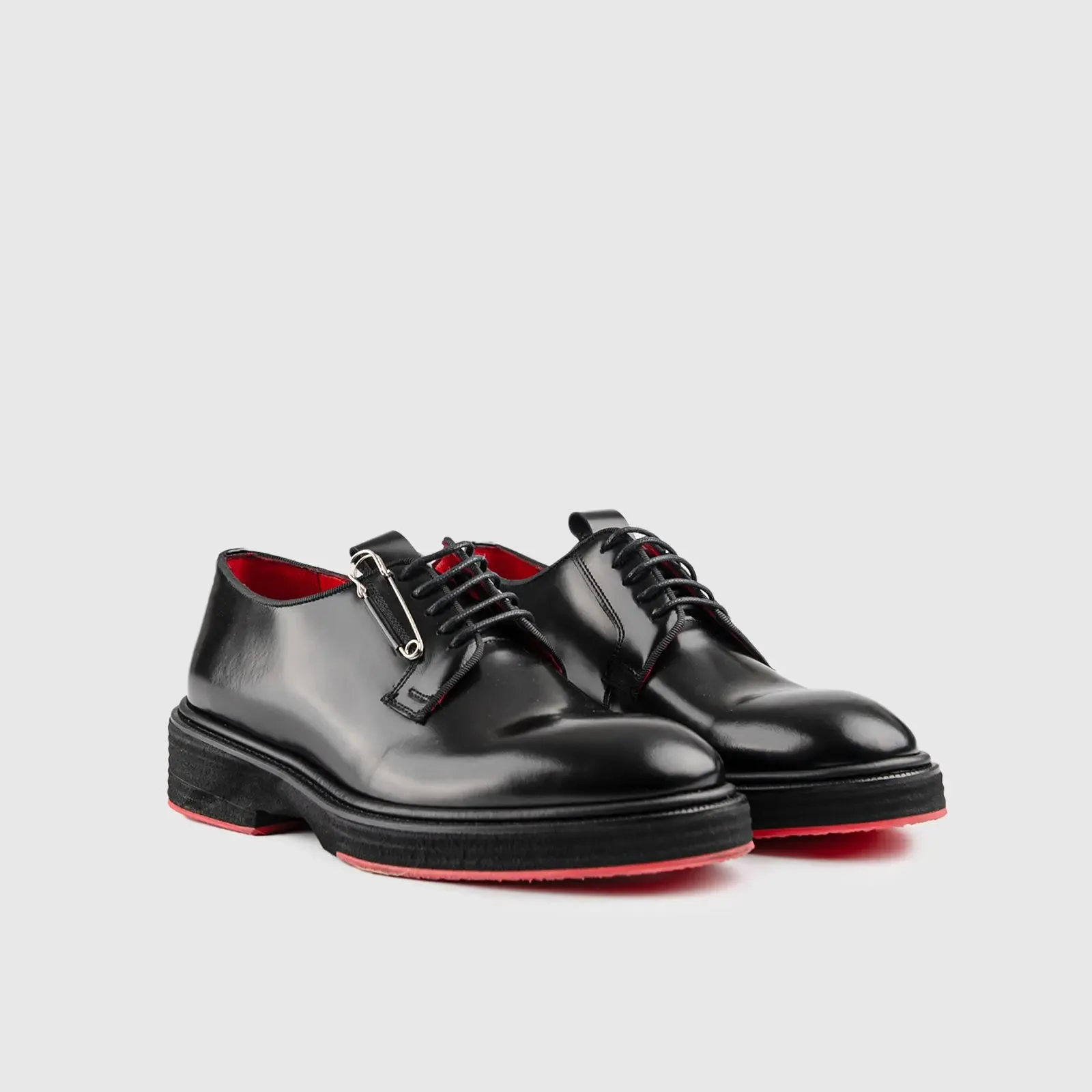 Chunky Sole Dress Oxfords Black Hi Shine 0218