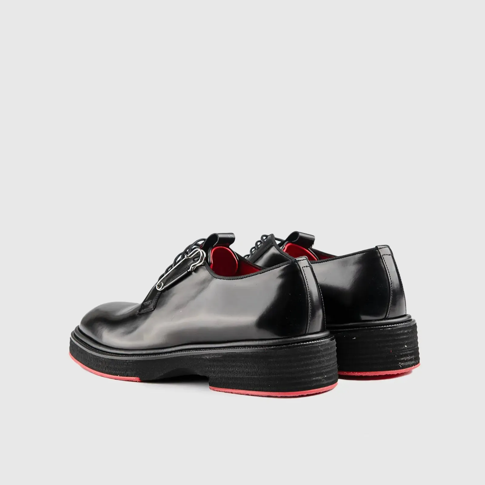 Chunky Sole Dress Oxfords Black Hi Shine 0218