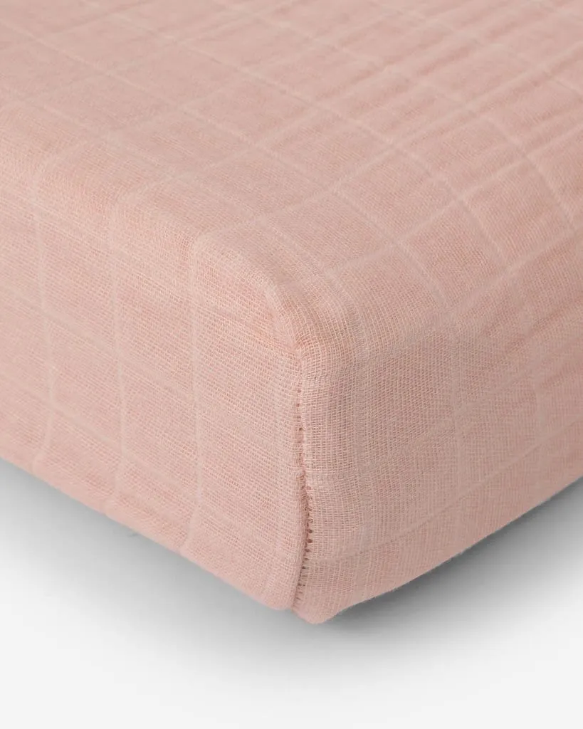 Cotton Muslin Changing Pad Cover - Rose Petal by Little Unicorn