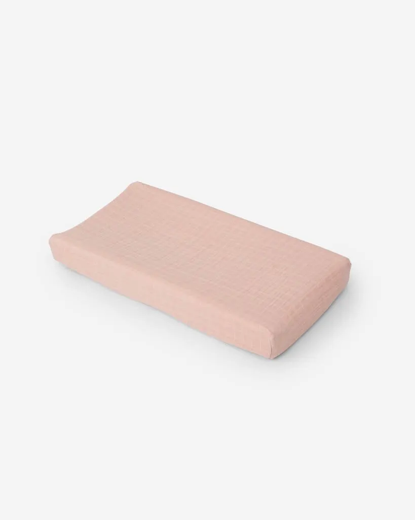 Cotton Muslin Changing Pad Cover - Rose Petal by Little Unicorn