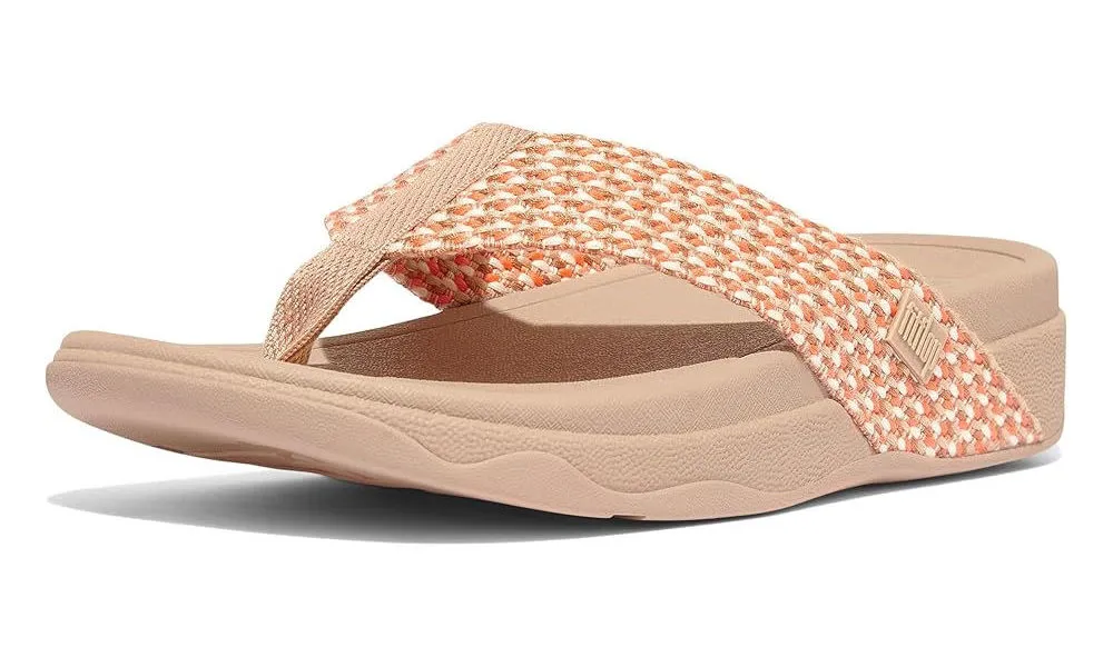 FitFlop Womens Surfa Multi Tone Webbing Toe Post Latte Beige Mix