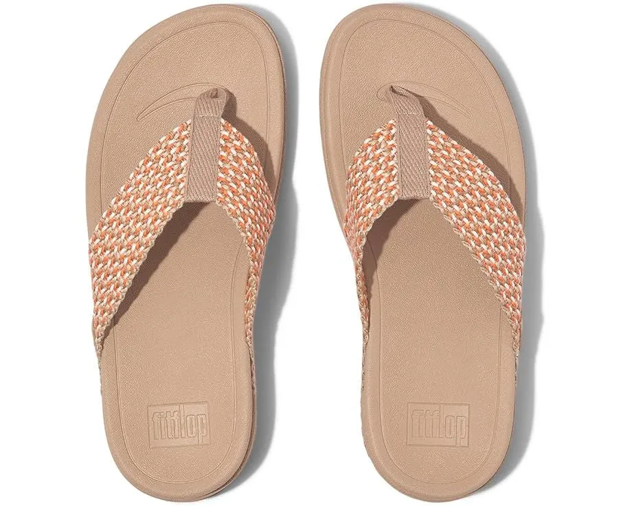FitFlop Womens Surfa Multi Tone Webbing Toe Post Latte Beige Mix