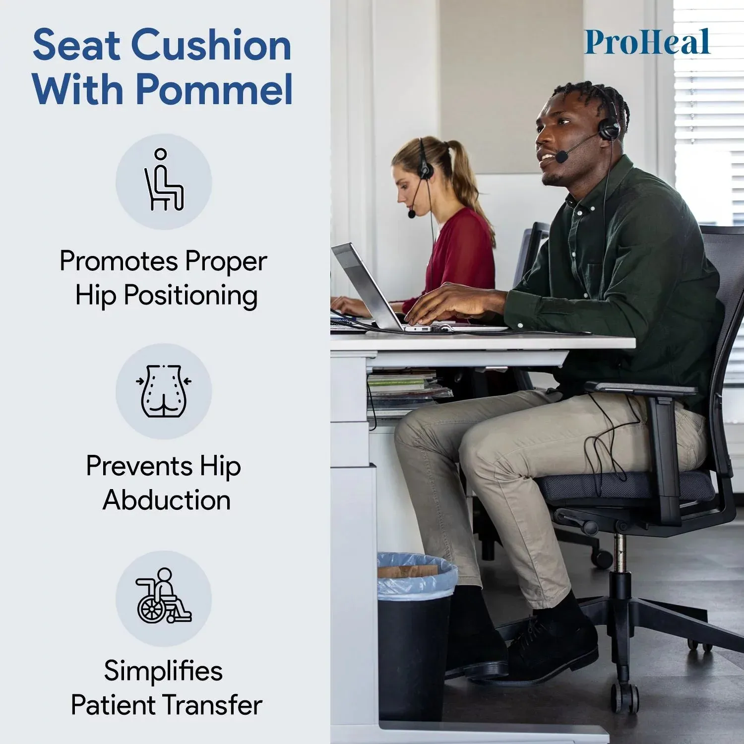 Foam Wedge Wheelchair Cushion with Pommel
