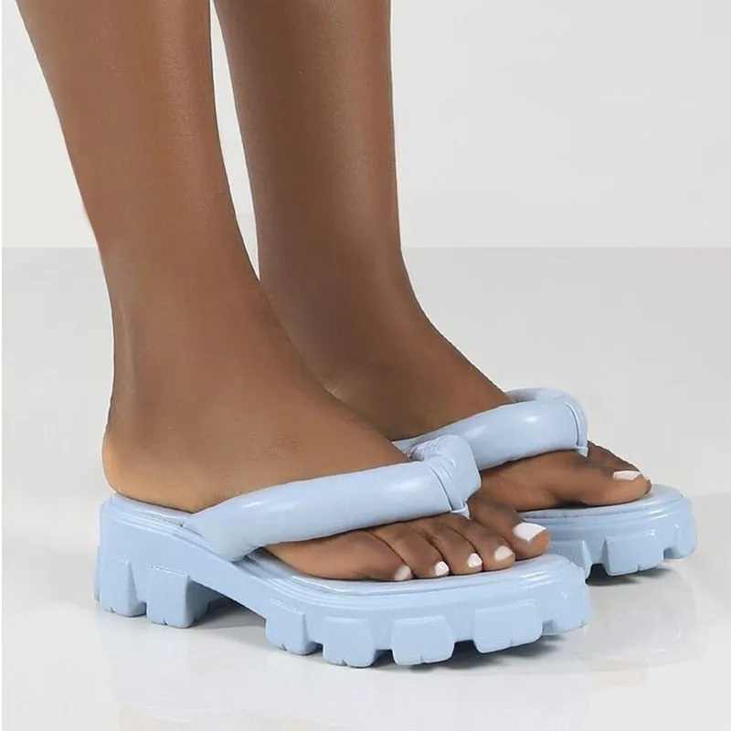 Hot Pink Clip Toe Chunky Platform Flip Flops