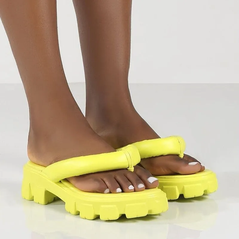 Hot Pink Clip Toe Chunky Platform Flip Flops