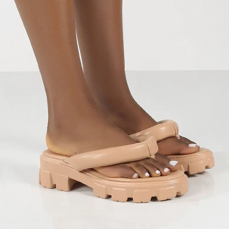 Hot Pink Clip Toe Chunky Platform Flip Flops