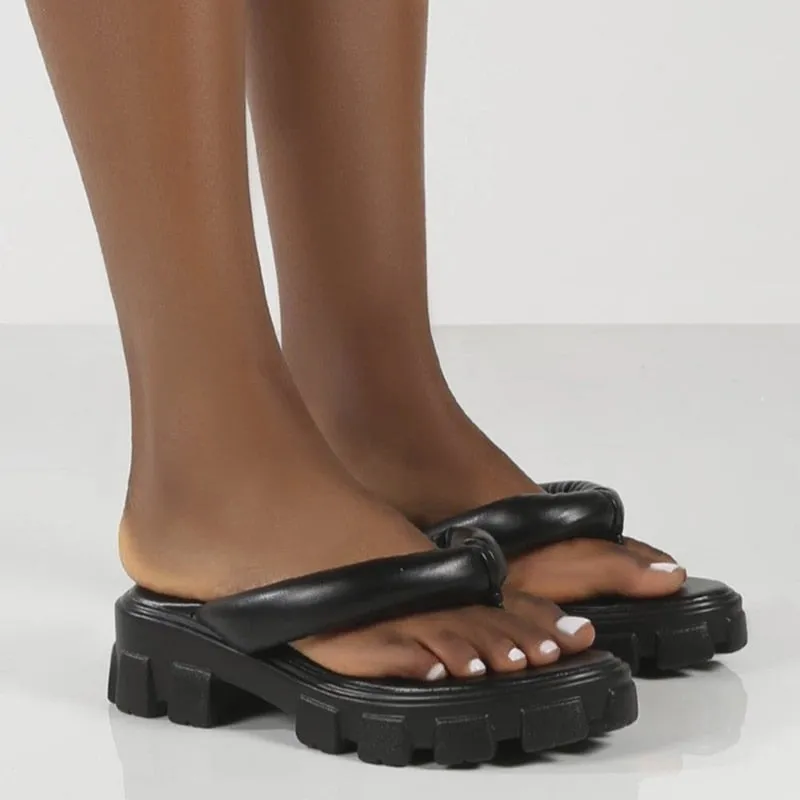 Hot Pink Clip Toe Chunky Platform Flip Flops