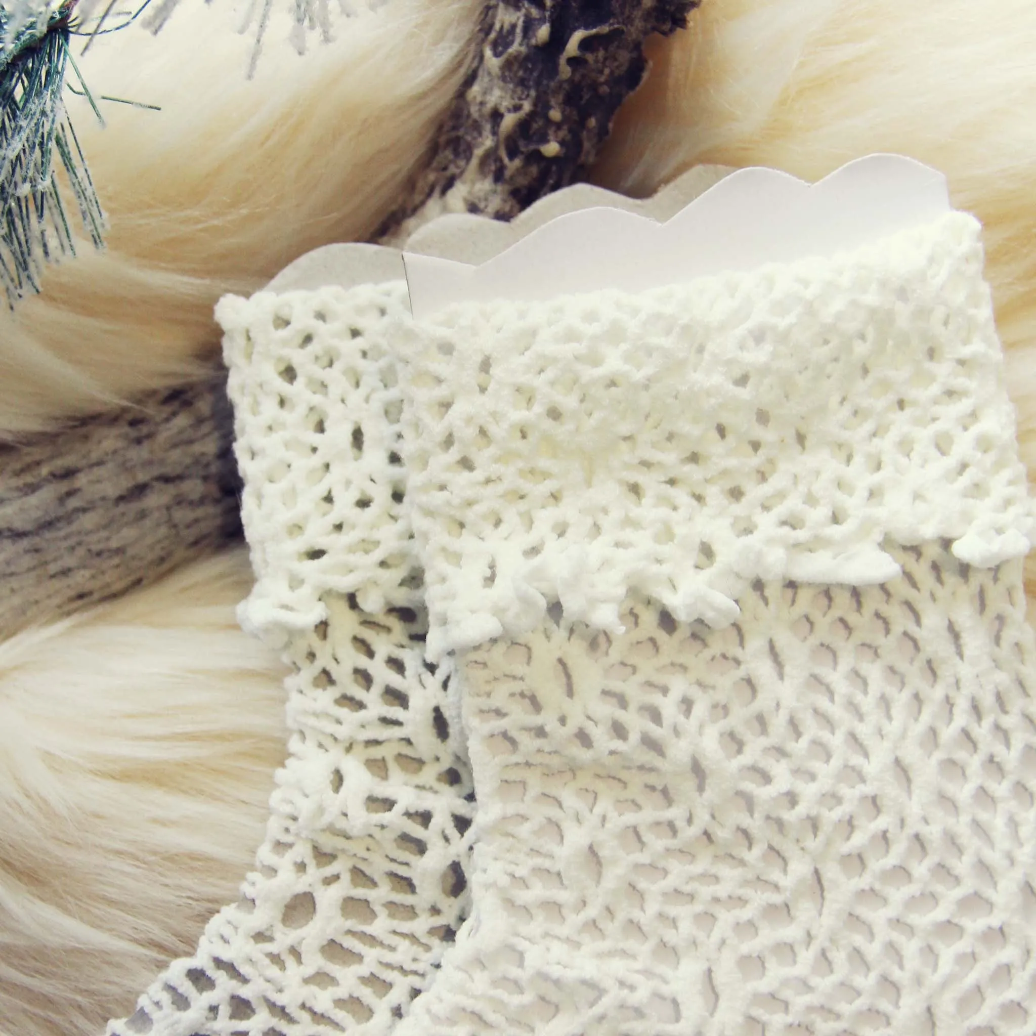 Lace & Snow Socks in Winter