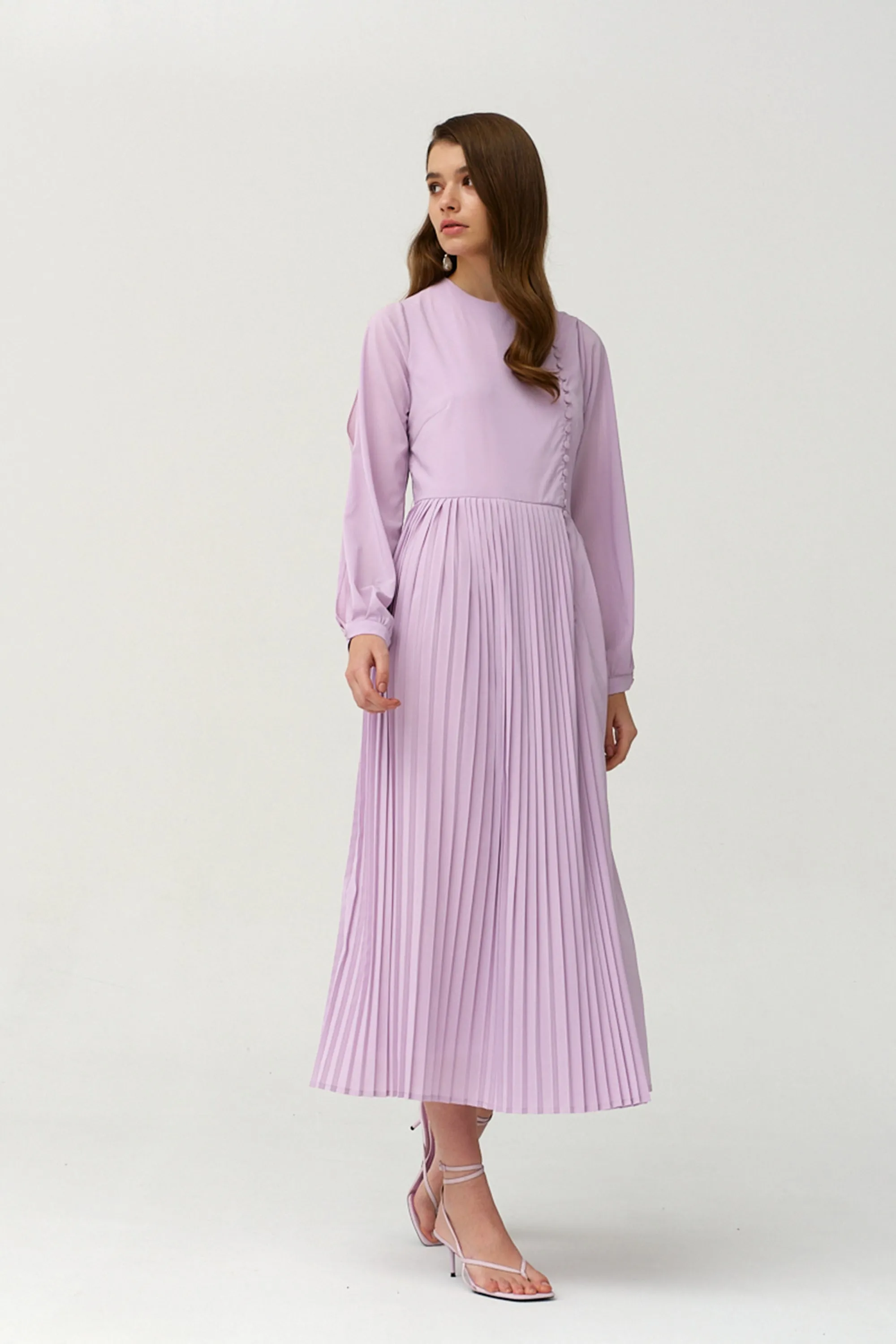 Light Purple Crepe Long Fancy Kaftan - NW-NO.5