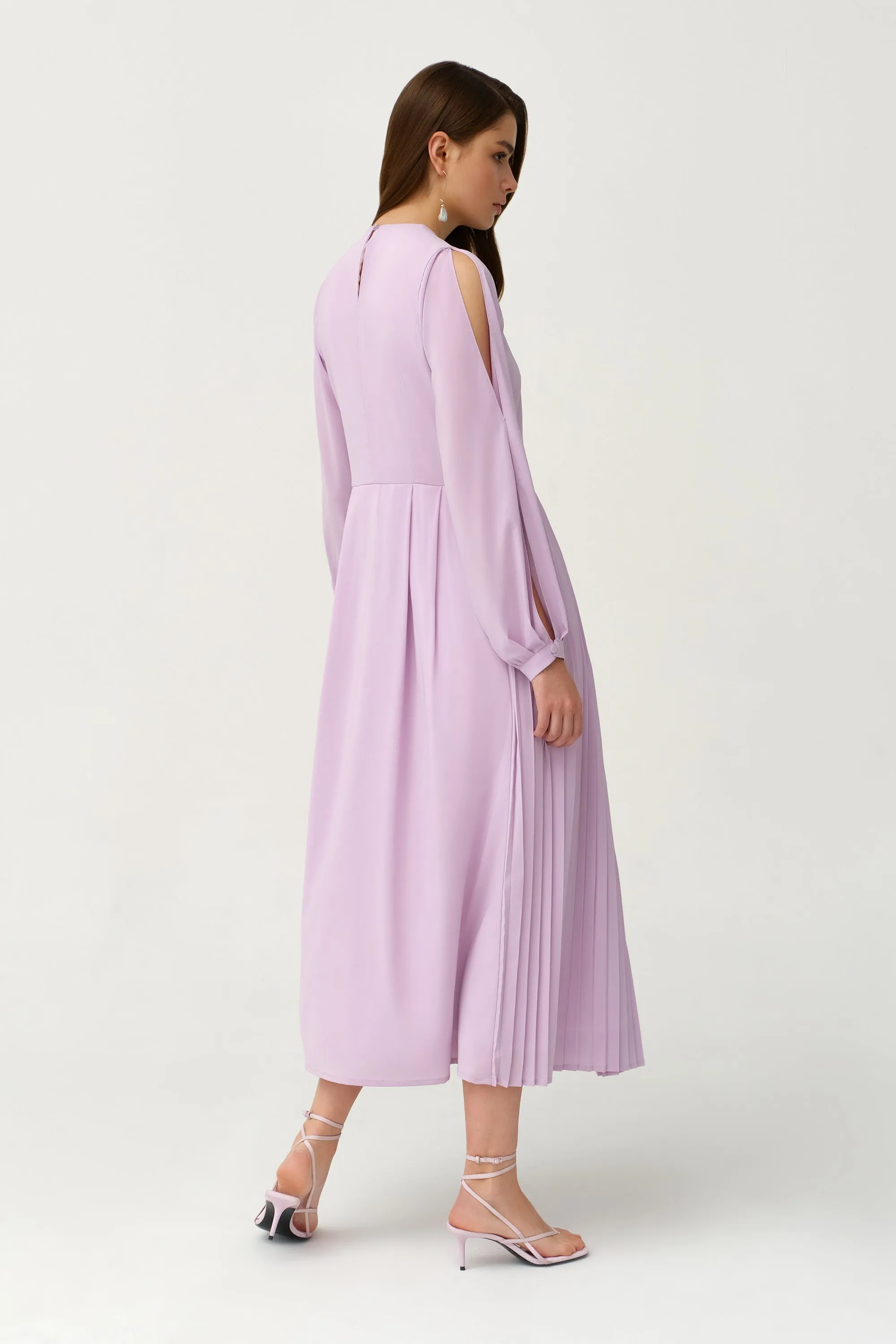 Light Purple Crepe Long Fancy Kaftan - NW-NO.5