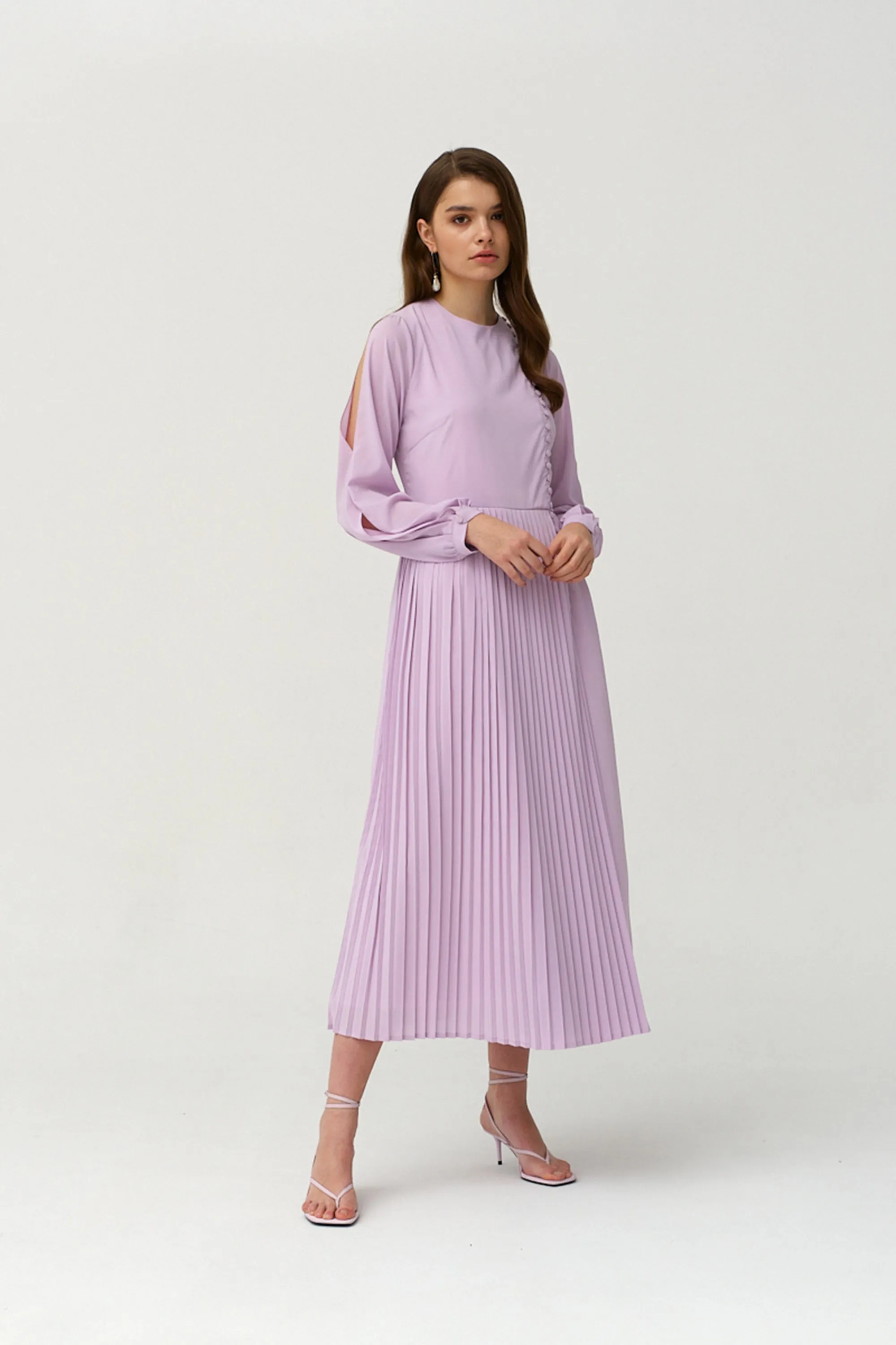 Light Purple Crepe Long Fancy Kaftan - NW-NO.5
