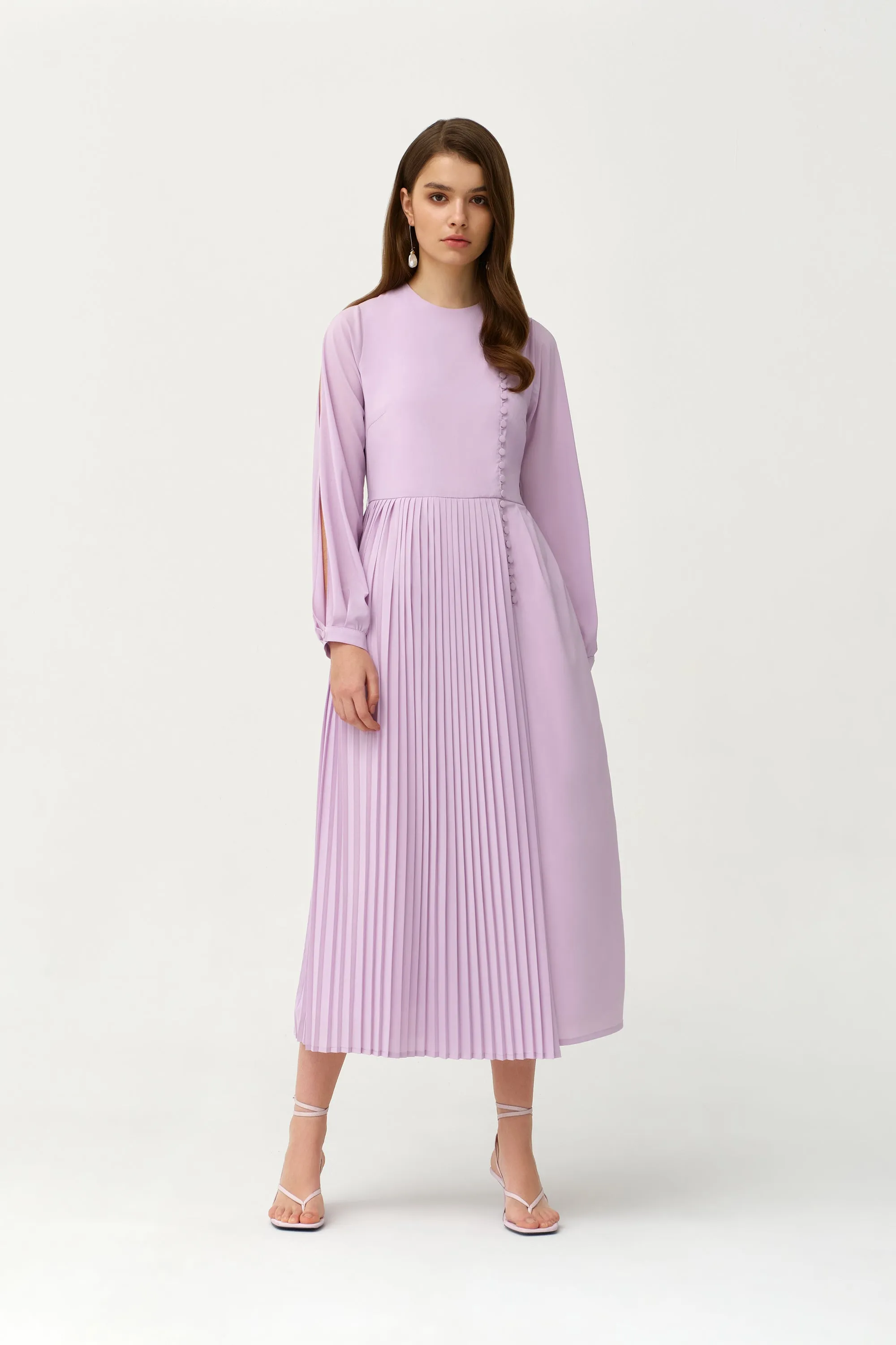 Light Purple Crepe Long Fancy Kaftan - NW-NO.5