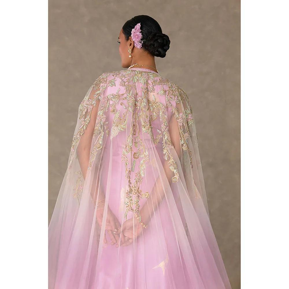 Masaba Barfi Pink Son-Chidiya Gown with Trail (Set of 2)