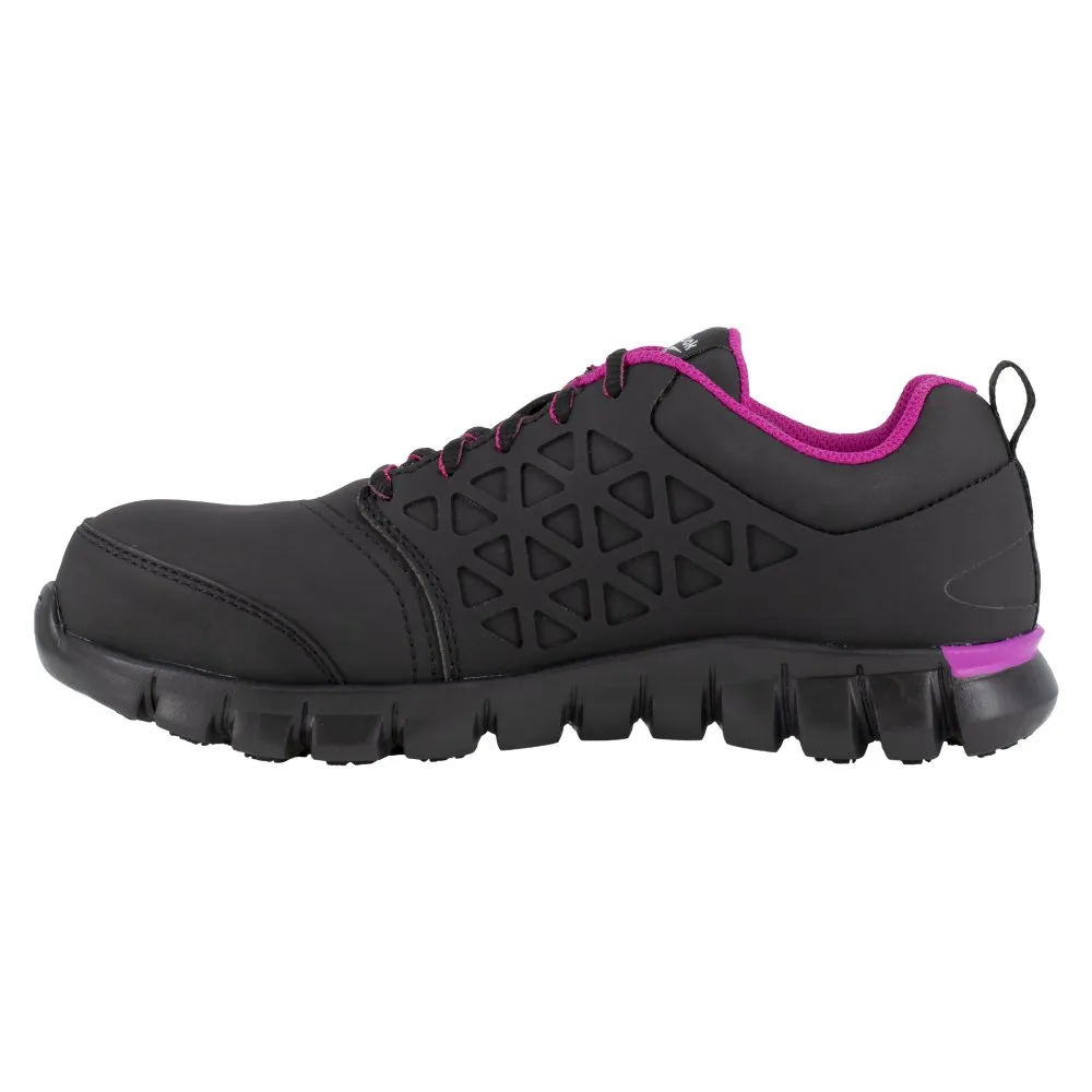 Reebok Women's Sublite Cushion Athletic Work Shoe Composite Toe Rb491 In Black And Pink