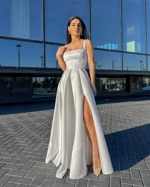 Rochie de mireasa alba lunga cu slit