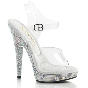 SULTRY-608DM Sexy Rhinestone Platform 6 Inch Heel  Comfort Evening Shoe