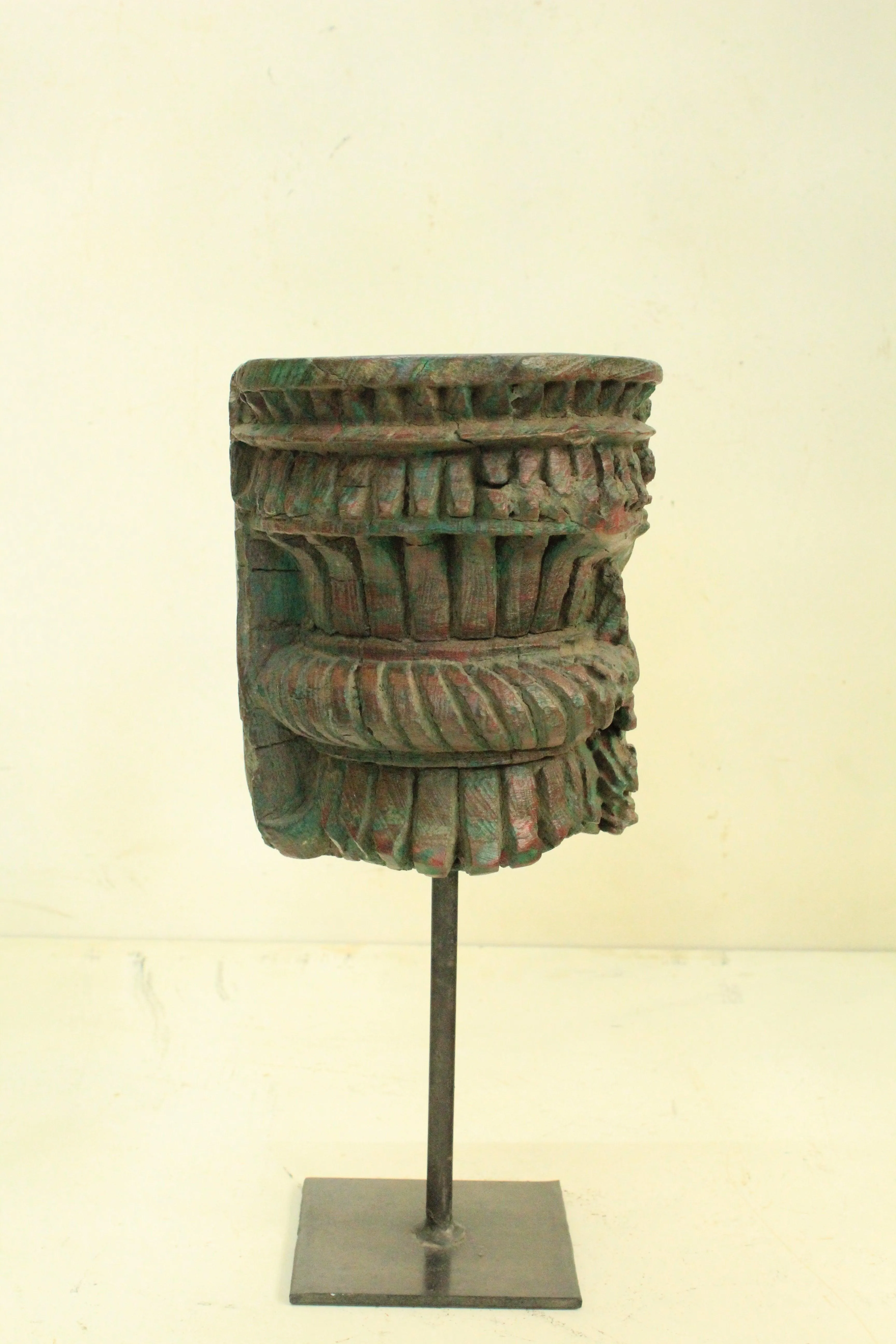 Vintage Wooden Hand Carved Candle Holder Stand