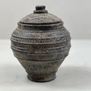 Vintage Wooden Lidded Pot from Nepal
